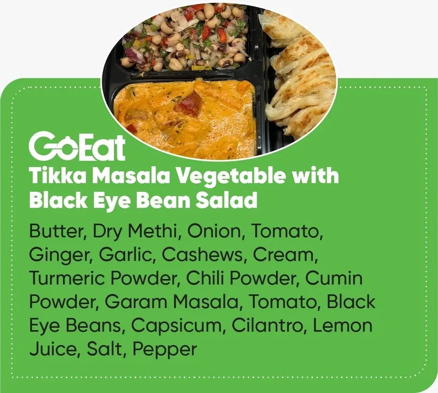 Tikka Masala Vegetable with Black Eye Bean Salad